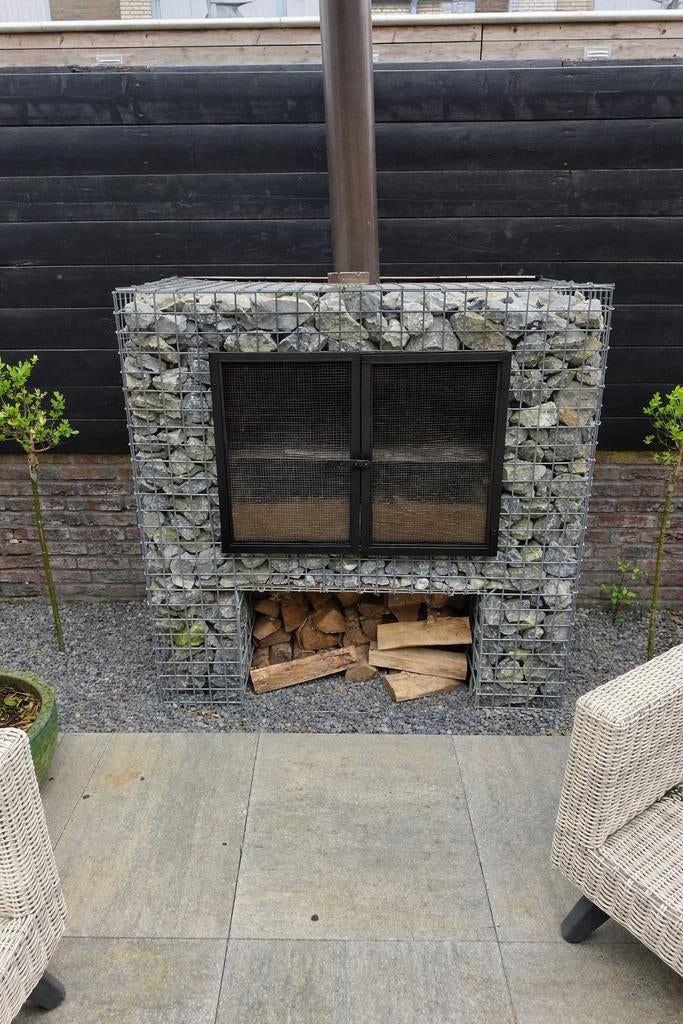 Gabion Buitenhaard met BBQ Functie, Tuin en Terras, Tuinhaarden, Ophalen