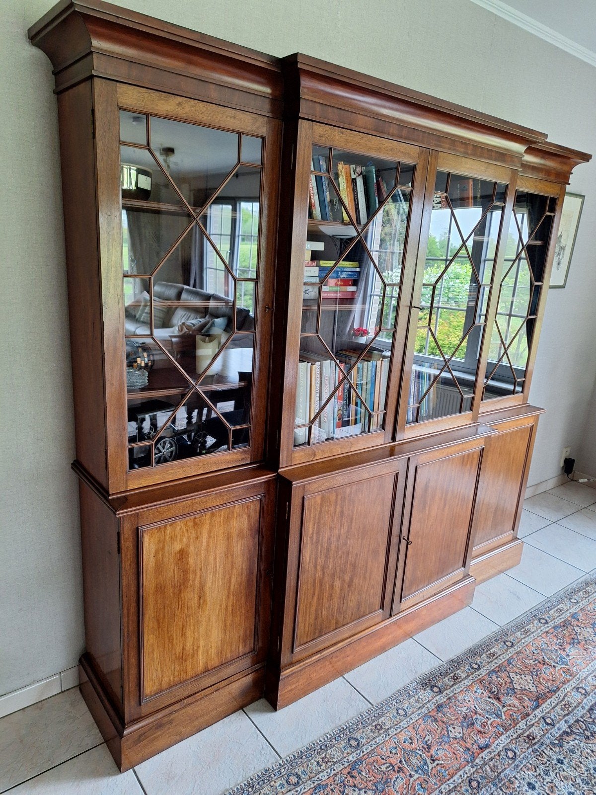 Antieke Engelse bibliotheek/vitrinekast ca.1890,verhuisprijs, Ophalen, Gebruikt, Victoriaans, 200 cm of meer