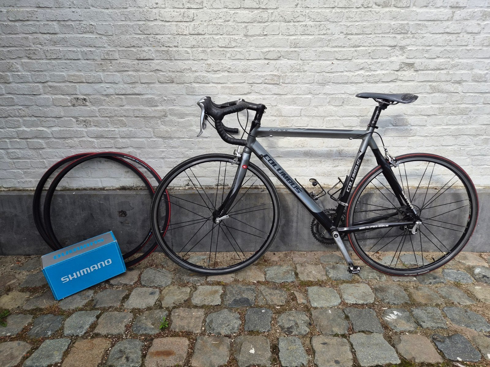 Columbus Aspide aluminium racefiets met banden en schoenen, 28 inch, Gebruikt, Heren, Aluminium