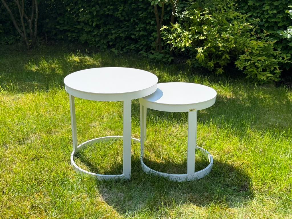 Tables de jardin ENNA (BRISTOL) en aliminium D44-52/H46-52, Ophalen, Zo goed als nieuw, Aluminium