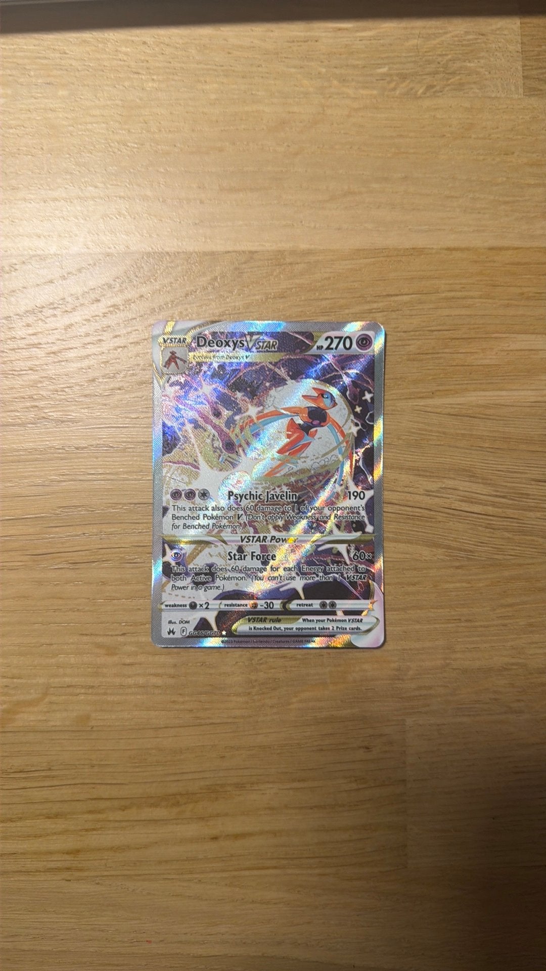 Deoxys VSTAR GG46/GG70 Crown Zenith – Near Mint, Ophalen of Verzenden, Zo goed als nieuw, Losse kaart