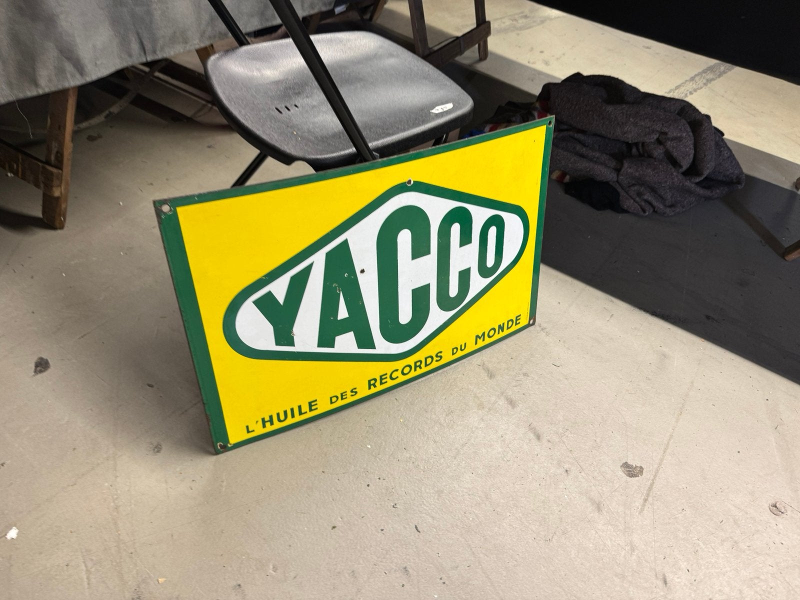 YACCO Olie oud emaille reclamebord, Verzamelen, Reclamebord, Gebruikt, ., Ophalen of Verzenden