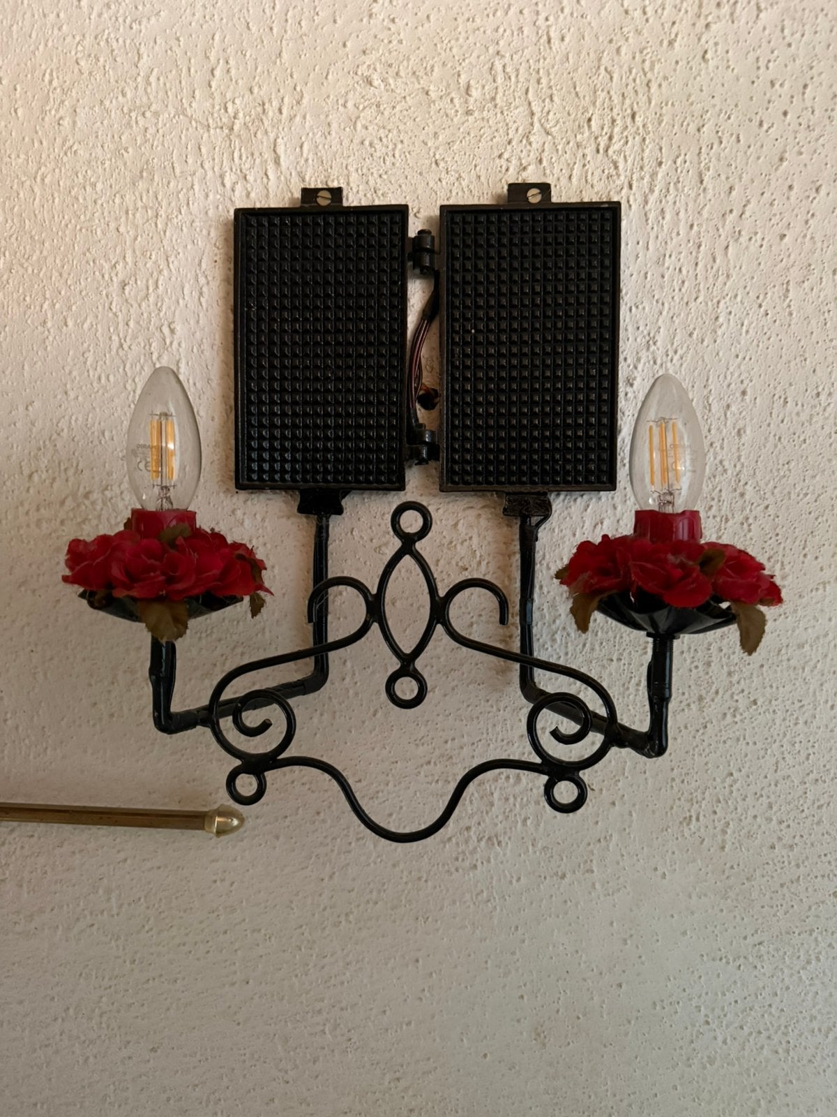 Lot de 2 appliques murales doubles en fer forgé, Ophalen
