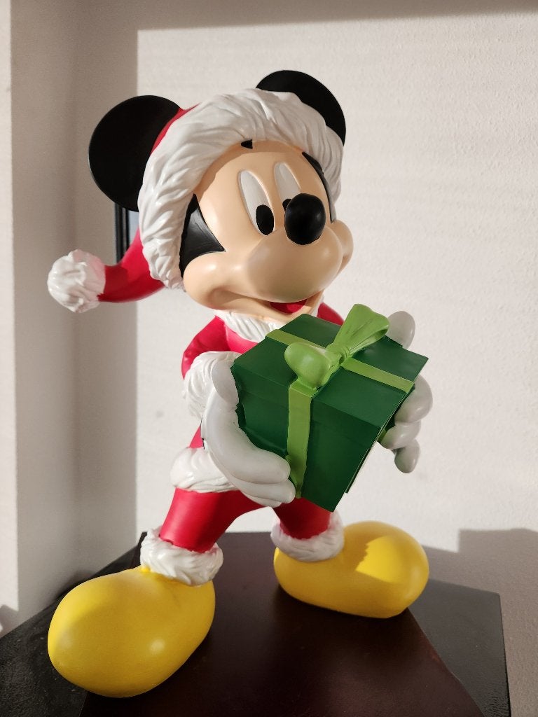 Walt Disney Mickey Mouse op Kerstfeest Groot Beeld in Doos, Verzamelen, Ophalen, Mickey Mouse, Gebruikt, Beeldje of Figuurtje