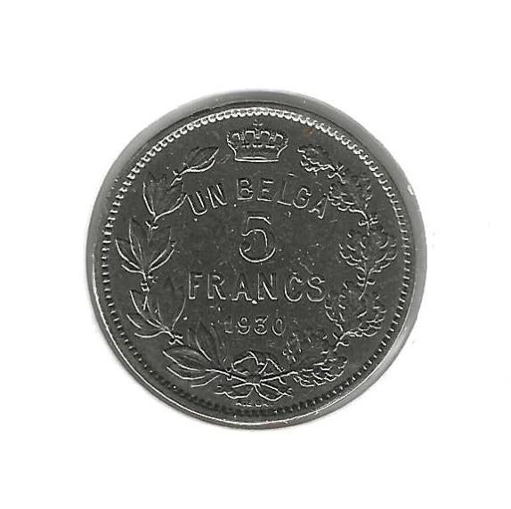 Belgique, 5 Francs (Un Belga) 1930 FR, pos. A., Enlèvement ou Envoi, Autre, Monnaie en vrac