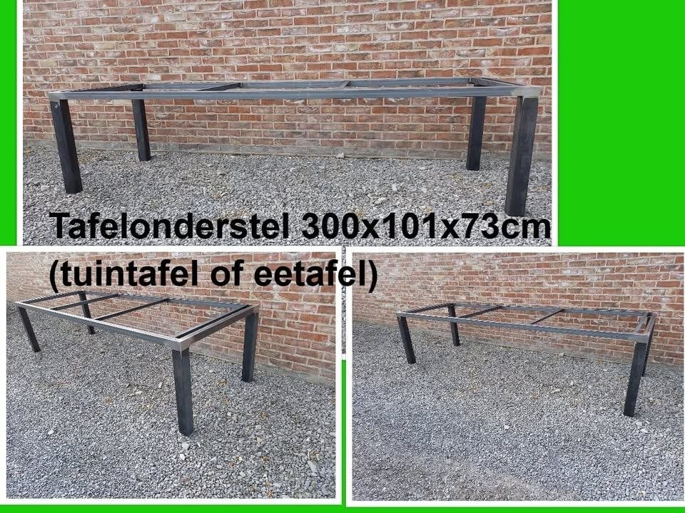 NIEUW stalen tafelonderstel 300x101x73cm hoog - tuintafel, Ophalen, Nieuw, Rechthoekig, Metaal