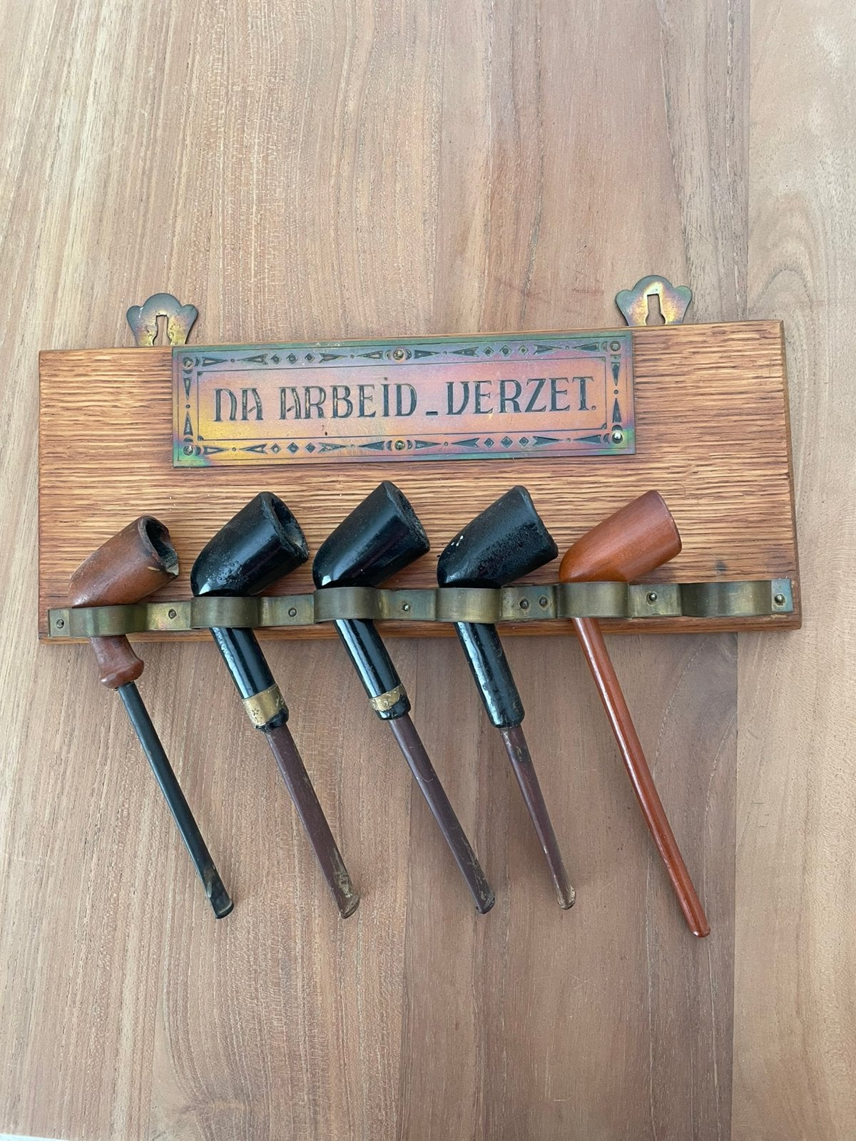 Antiek pijpenrekje met 5 pijpen, Ophalen