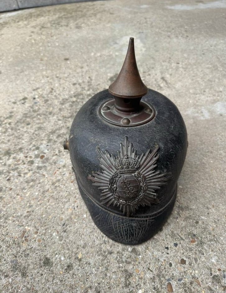 WW1 casque Allemand Saxon 177REGIMENT, Collections, Enlèvement ou Envoi