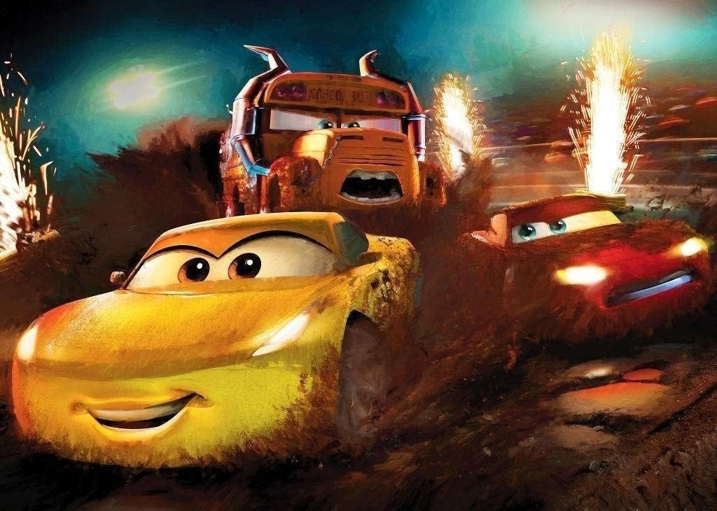 Disney Cars Behang Dirt Track - 350x250 - Gratis Verzending, Verzenden, Nieuw, Wanddecoratie, Meerkleurig