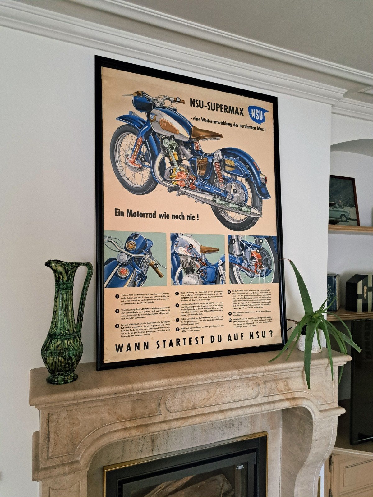 NSU Supermax originele poster A0 1956, Verzamelen, Foto's en Prenten, Gebruikt, Ophalen of Verzenden, 1940 tot 1960, Prent