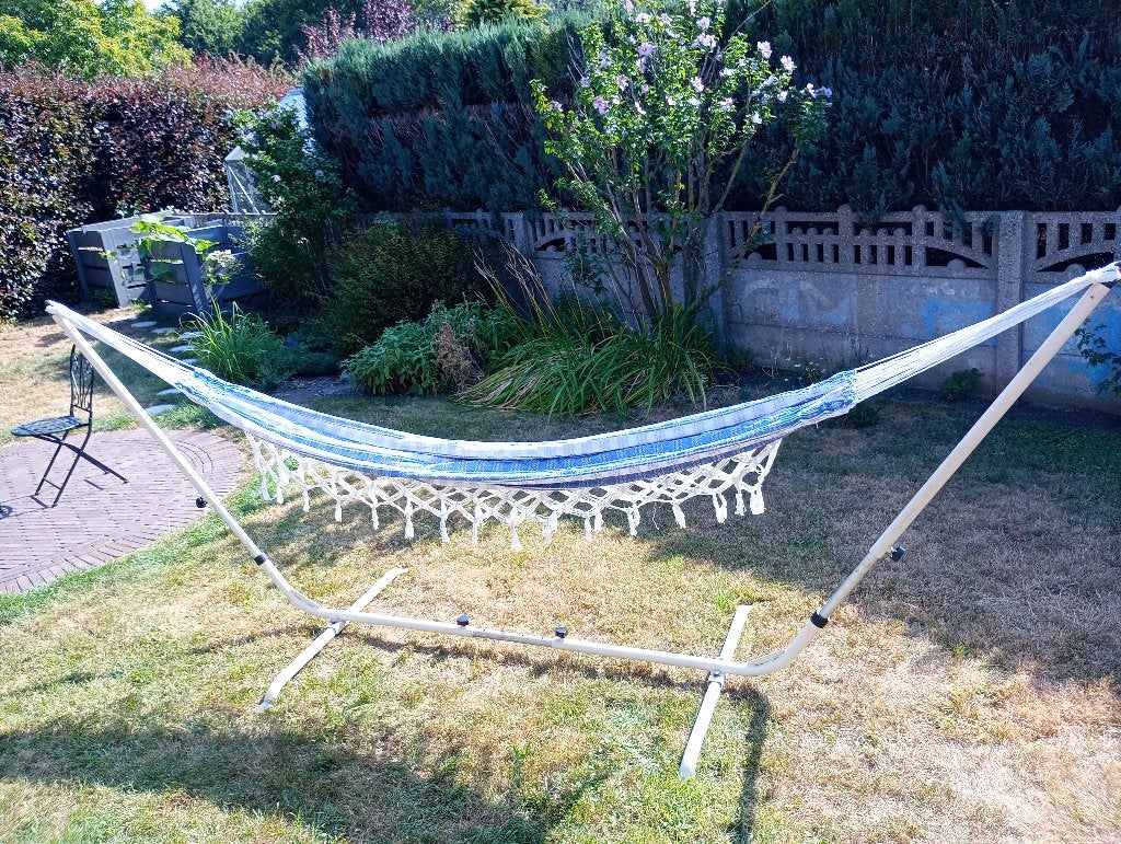 hangmat staander met hangmat, Jardin & Terrasse, Hamacs, Utilisé, Une personne, Avec support, Pliable, Extérieur, Enlèvement