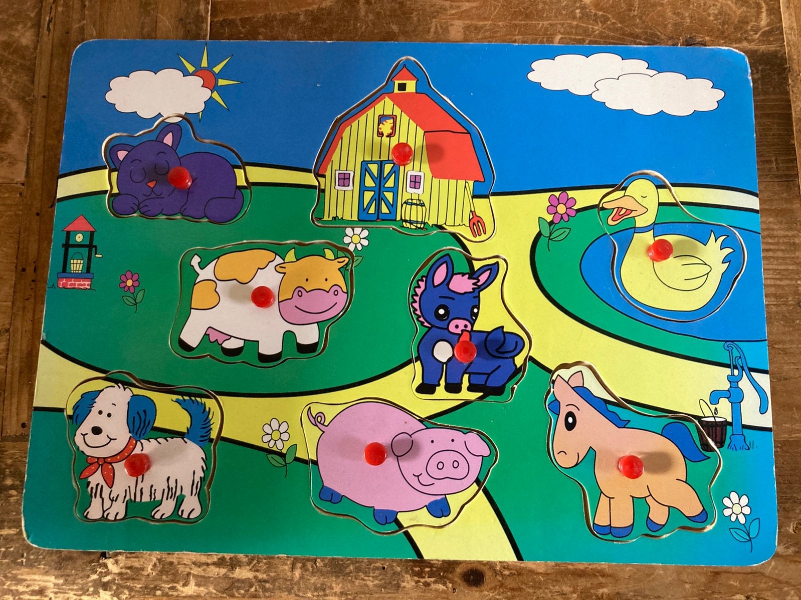 Houten puzzel dieren, Kinderen en Baby's, Ophalen, Zo goed als nieuw