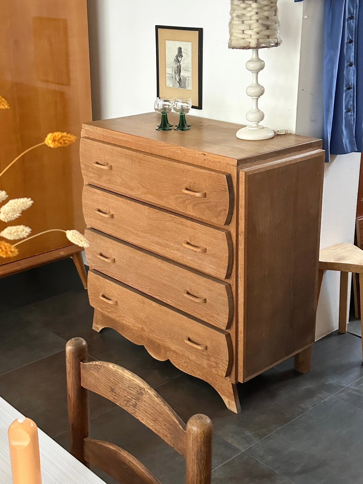 Commode 4 tiroirs en chêne, années 50, Enlèvement, Comme neuf