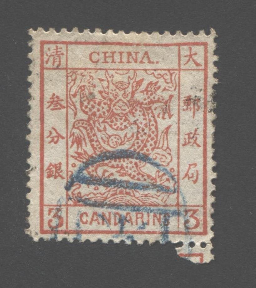 China 1883 - 3 candarins vermiljoen, Postzegels en Munten, Verzenden, Gestempeld, Centraal-Azië