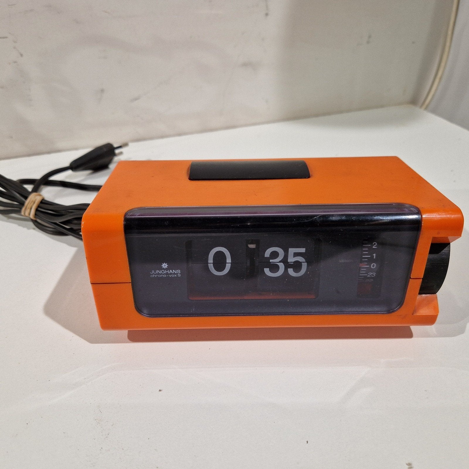 junghans synchro-vox S  flip flap klok , wekker, Réveil, Enlèvement ou Envoi, Rétro, Orange