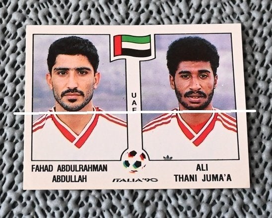 Panini Italia 90 UAE Fahad Abdulrahman en Ali Thani Juma 'a, Verzenden, Nieuw, Poster, Plaatje of Sticker