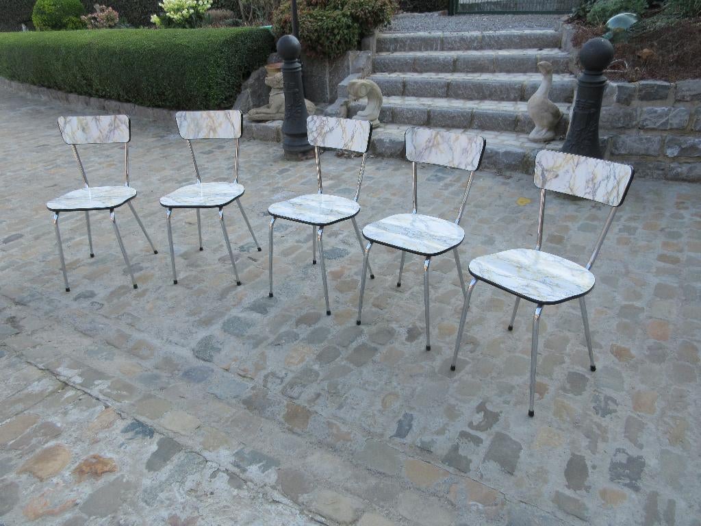 5 chaises de cuisine vintage formica chaises design marbré, Enlèvement