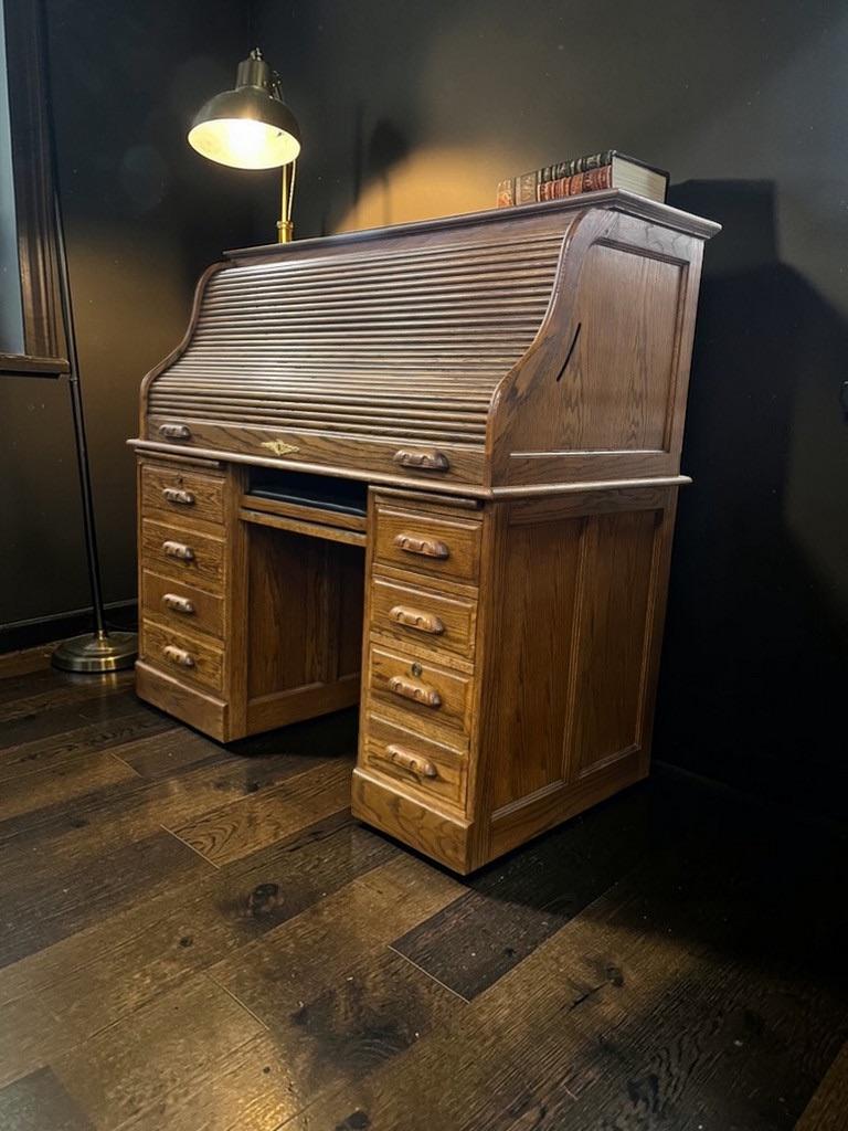 vintage Amerikaanse bureau met rolluik / schrijftafel, Ophalen