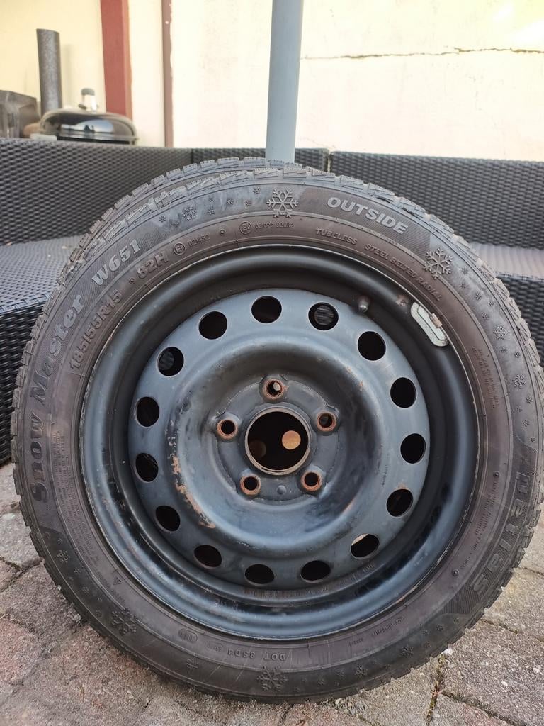 4 winterbanden op stalen velg 2x peltas, 2 ander merk, Auto-onderdelen, Ophalen, Gebruikt, 15 inch, Banden en Velgen