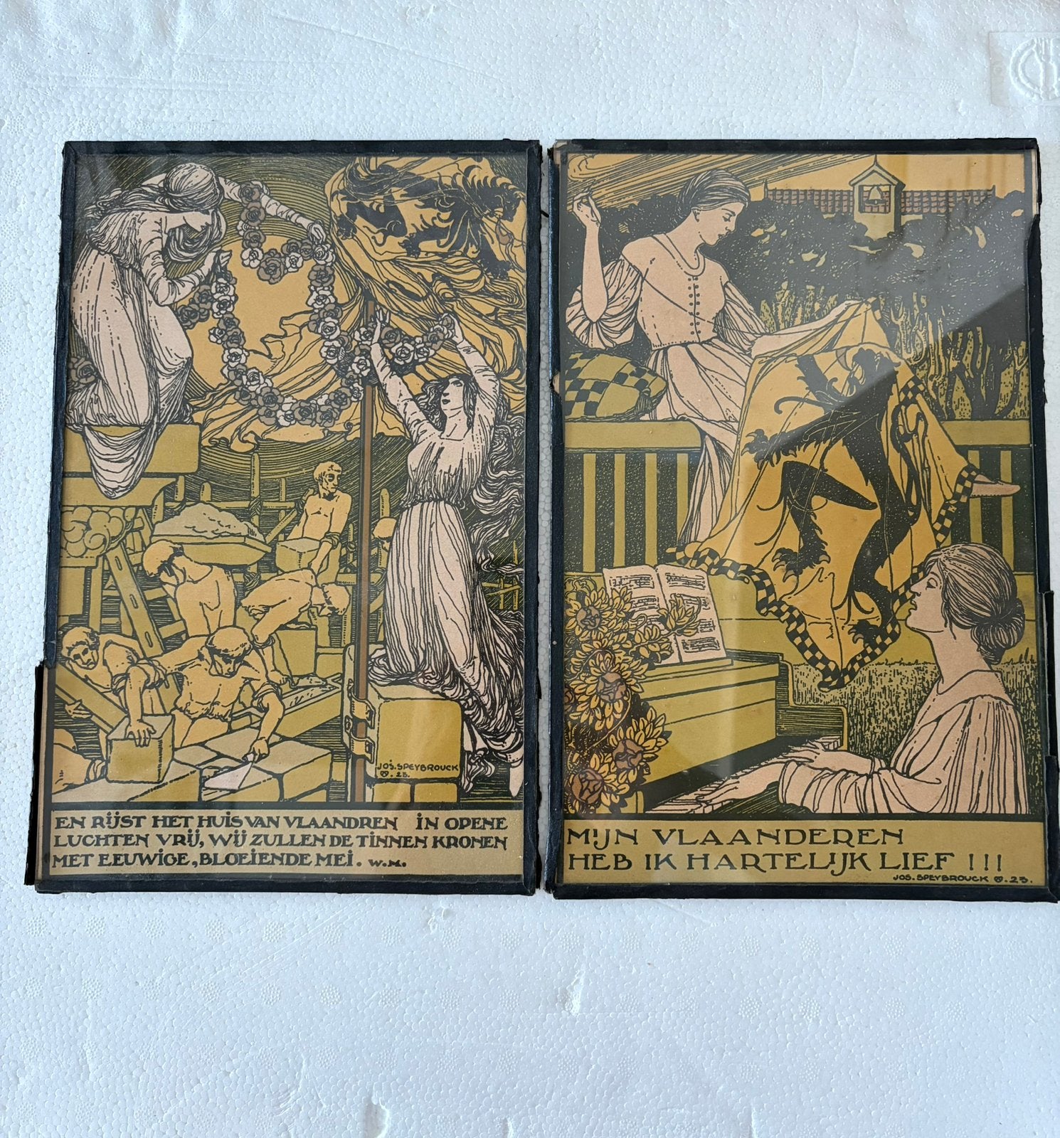 Set Vintage Art Deco Prenten -Jos Speybrouck - Vlaamse Kunst, Ophalen of Verzenden, Prent