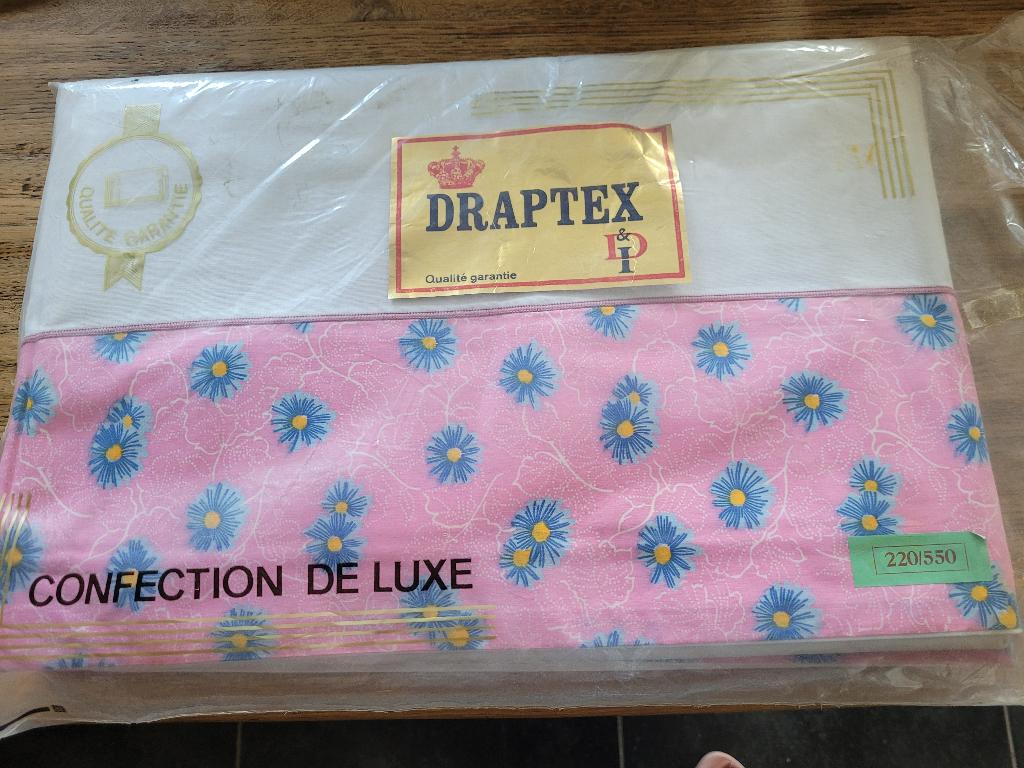 paire drap lit ancien neuf 220X550 100% Coton Draptex, Maison & Meubles, Neuf, Drap-housse ou Taie d'oreiller, Enlèvement ou Envoi