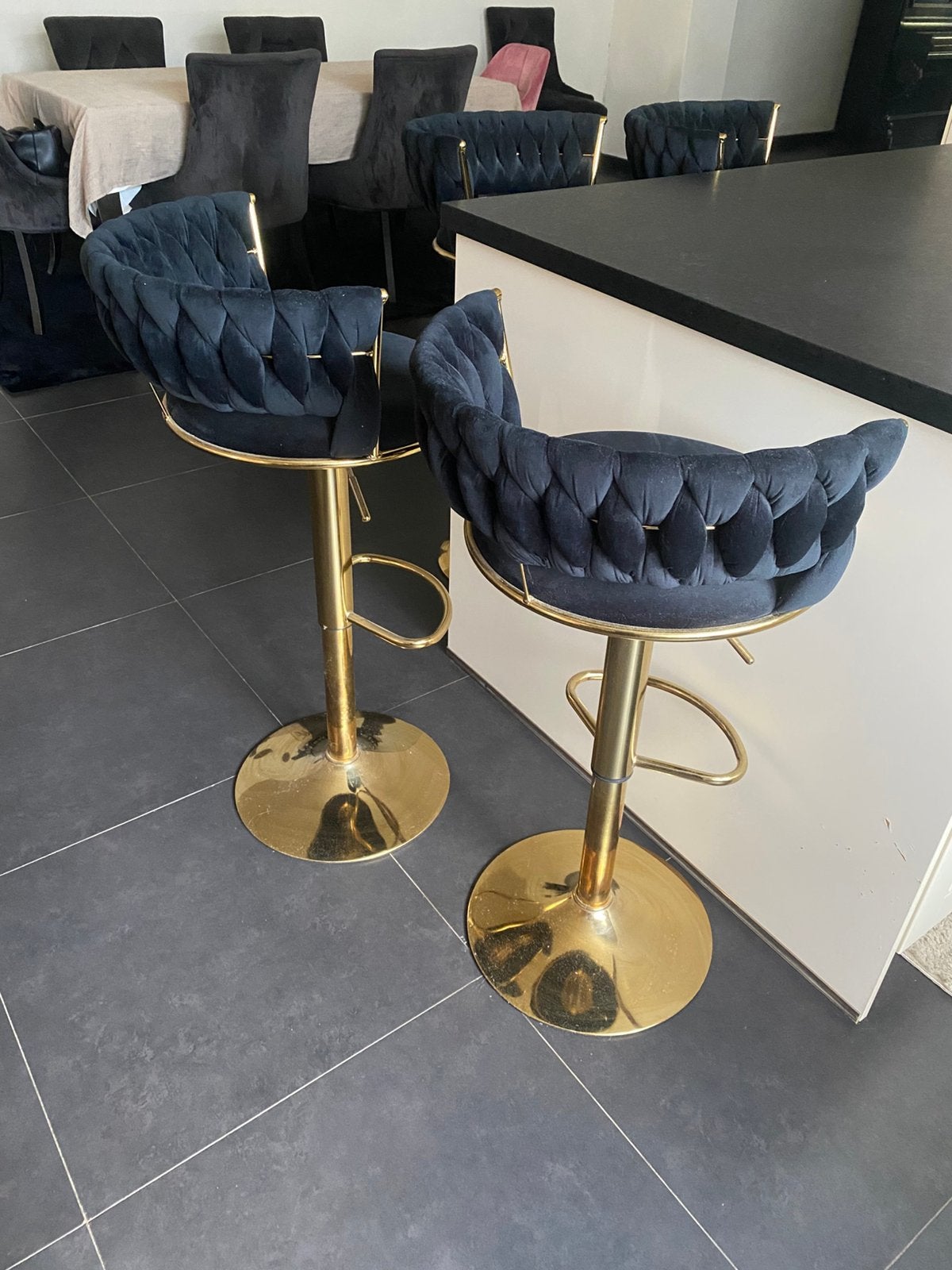 Tabouret de cuisine noir doré, Maison & Meubles, Enlèvement, Comme neuf