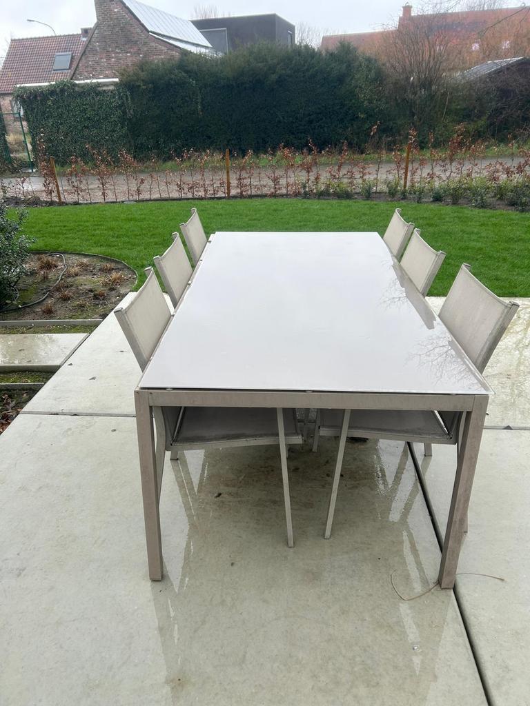 Tuintafel met 6 stoele, Tuin en Terras, Tuintafels, Ophalen, Gebruikt, Rechthoekig, Overige materialen