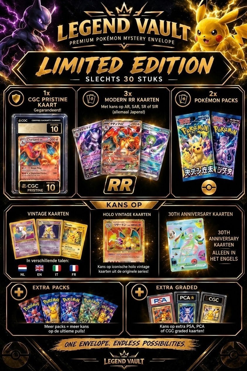 LEGEND VAULT Mystery Envelope — Guaranteed CGC Pristine 10, Hobby en Vrije tijd, Verzenden, Zo goed als nieuw, Meerdere kaarten