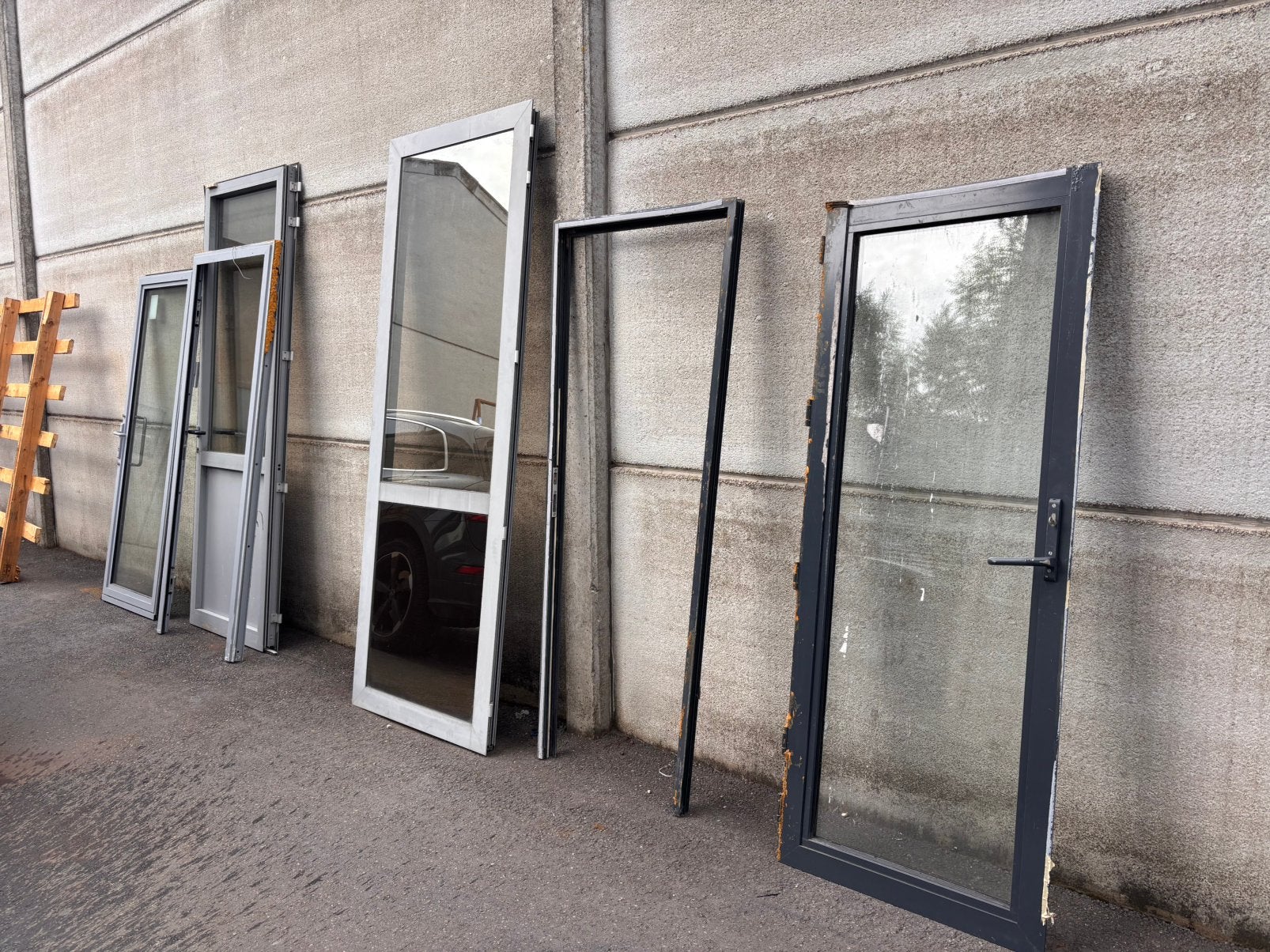Lot de 3 portes - 2 en aluminium et 1 en PVC, Enlèvement, Utilisé, Aluminium, Autres types