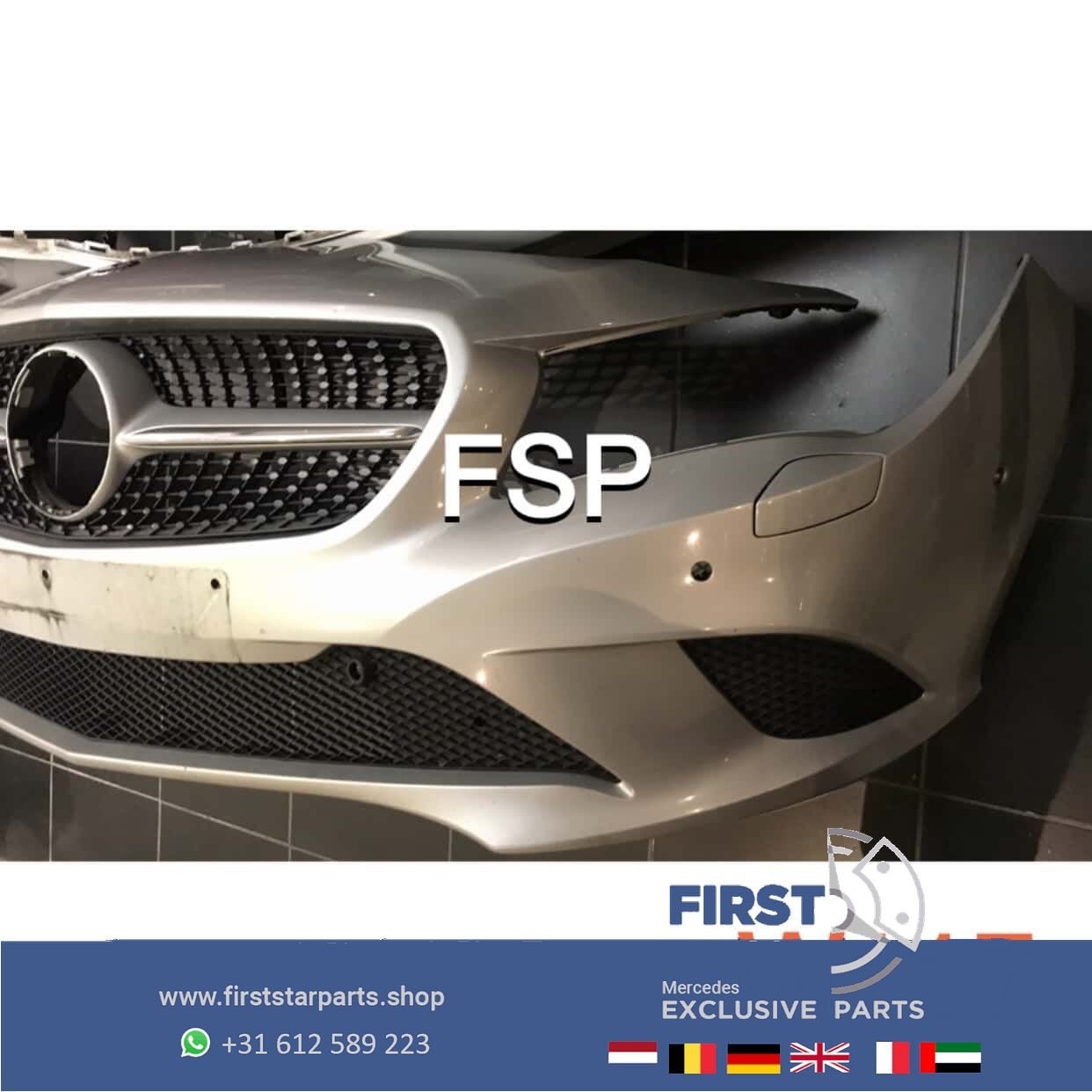 W117 C117 X117 CLA VOORBUMPER + DIAMOND GRIL COMPLEET ZILVER, Utilisé, -, Avant, -