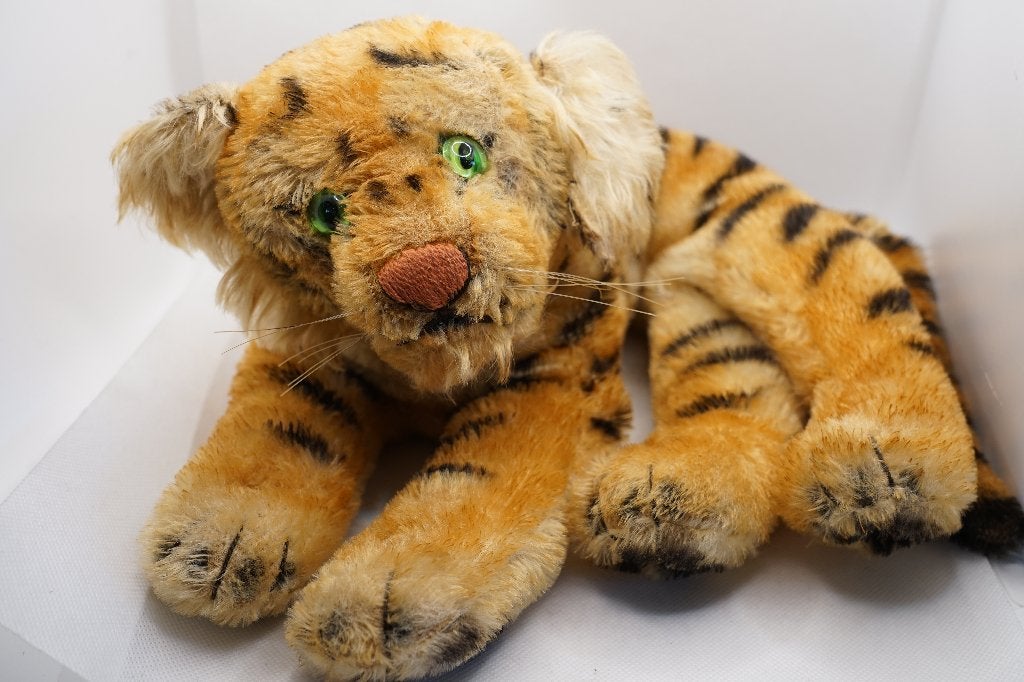 vintage Steiff tijger, Ophalen of Verzenden, Gebruikt, Stoffen beer, Steiff