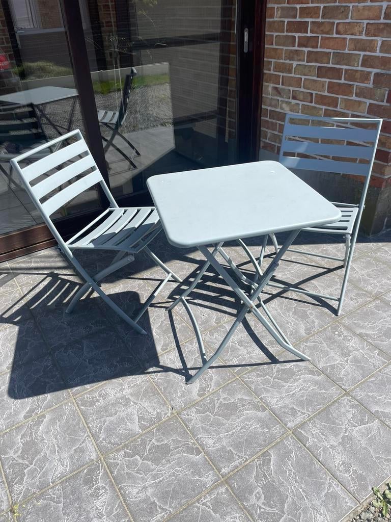 Metalen tuinset/terrasset mat kaki, opvouwbaar, Tuin en Terras, Ophalen, Zo goed als nieuw