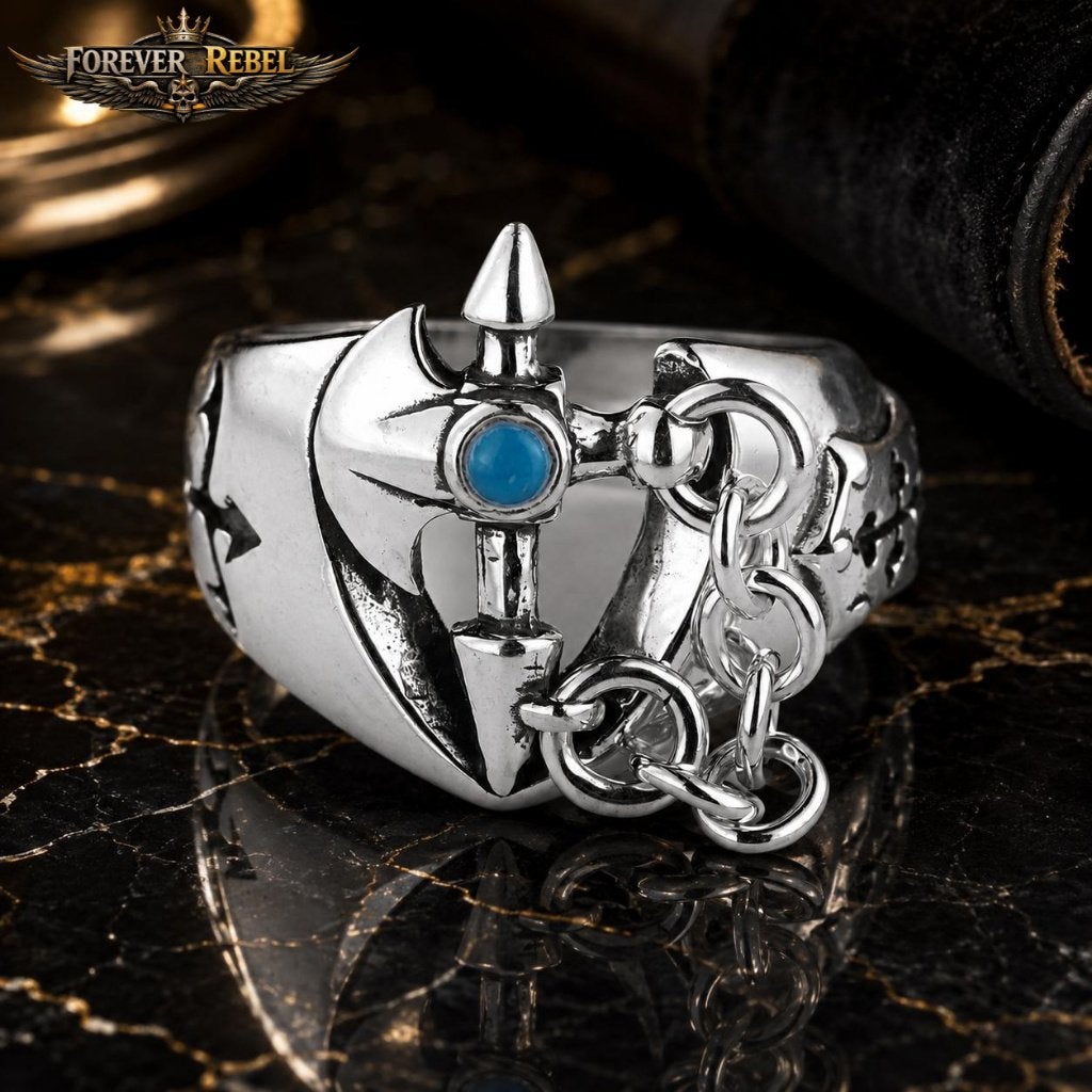 Blue Raid Tomahawk - 925 zilver - Diverse maten, Handtassen en Accessoires, Ringen, Verzenden, Nieuw, Dame of Heer, Met edelsteen