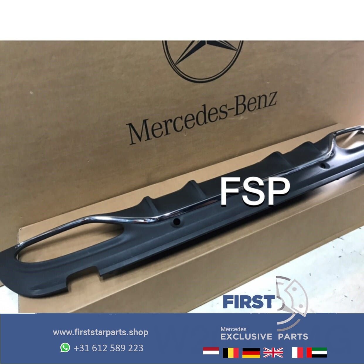 W205 AMG Line Diffuser C43 Mercedes C Klasse achterbumper sp, Gebruikt, -, Ophalen of Verzenden, -