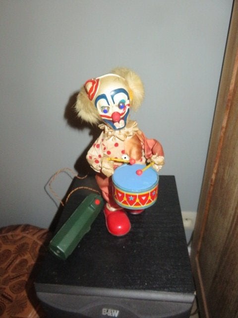 vintage clown automaat wandelt al trommelt, Ophalen of Verzenden