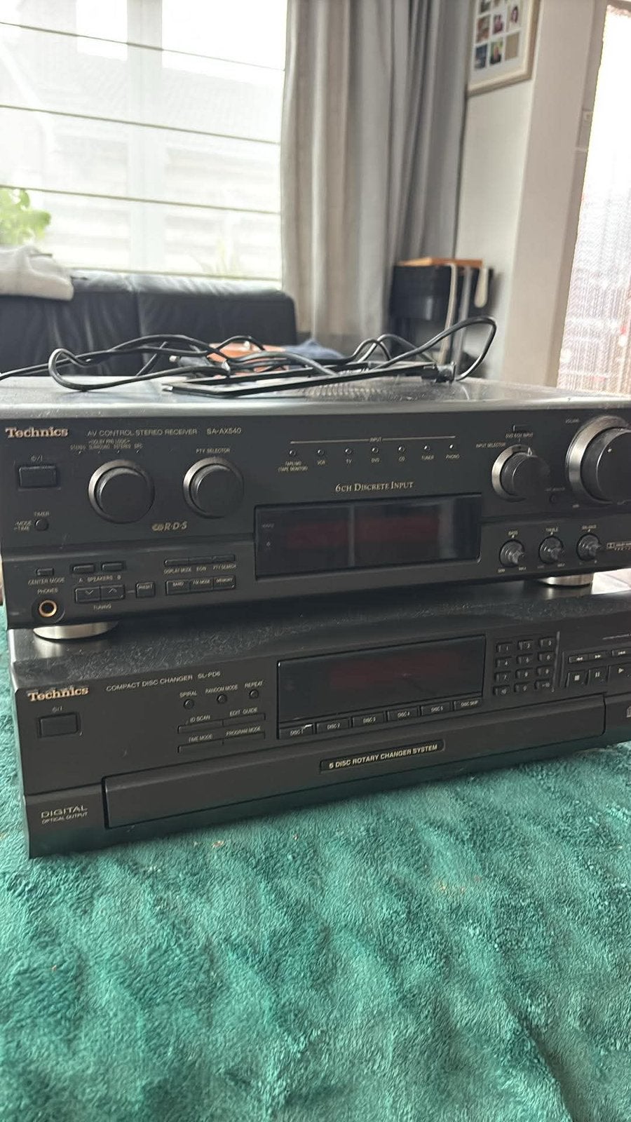 Technics 5 cd lader en radio ontvanger, TV, Hi-fi & Vidéo, Enlèvement, Utilisé, Autres marques