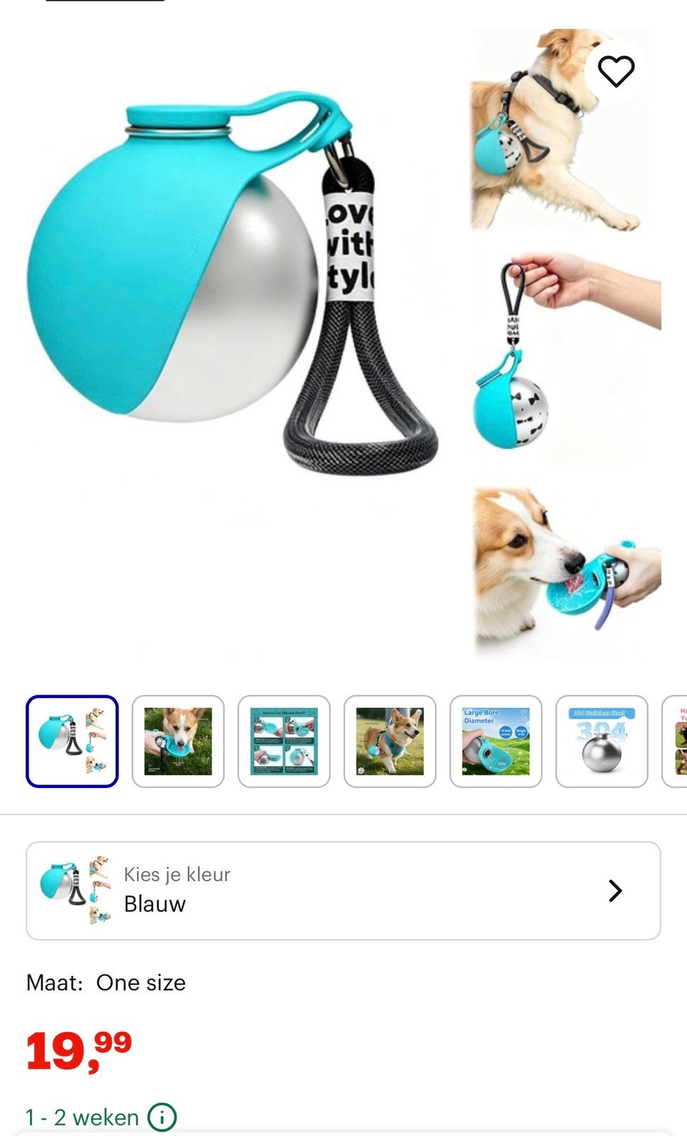 Hondenfles puppy of kleine hond, Ophalen of Verzenden, Zo goed als nieuw
