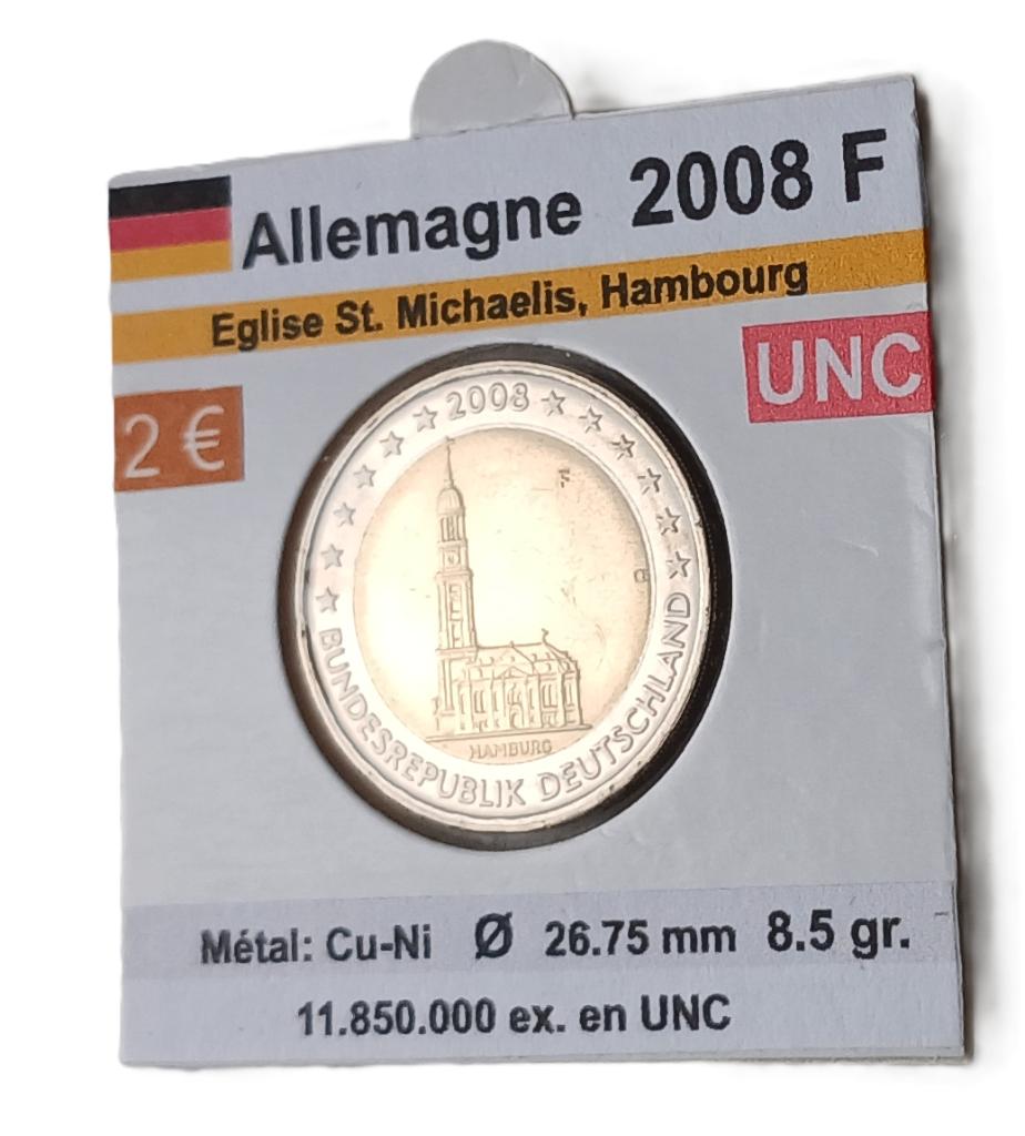 ALLEMAGNE 2 euro année 2008 F. UNC, Envoi, Allemagne, 2 euros, Monnaie en vrac