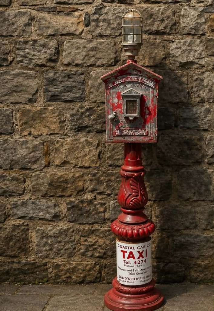 Originele vintage USA brandmelder op voet, Ophalen, Gebruikt, Gebruiksvoorwerp