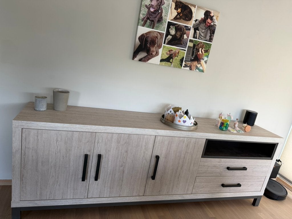 Moderne eetkamer, goede staat, kleur ‘Gletsjer/Beton’, Maison & Meubles, Enlèvement, Comme neuf, Modern, 4 à 6 chaises