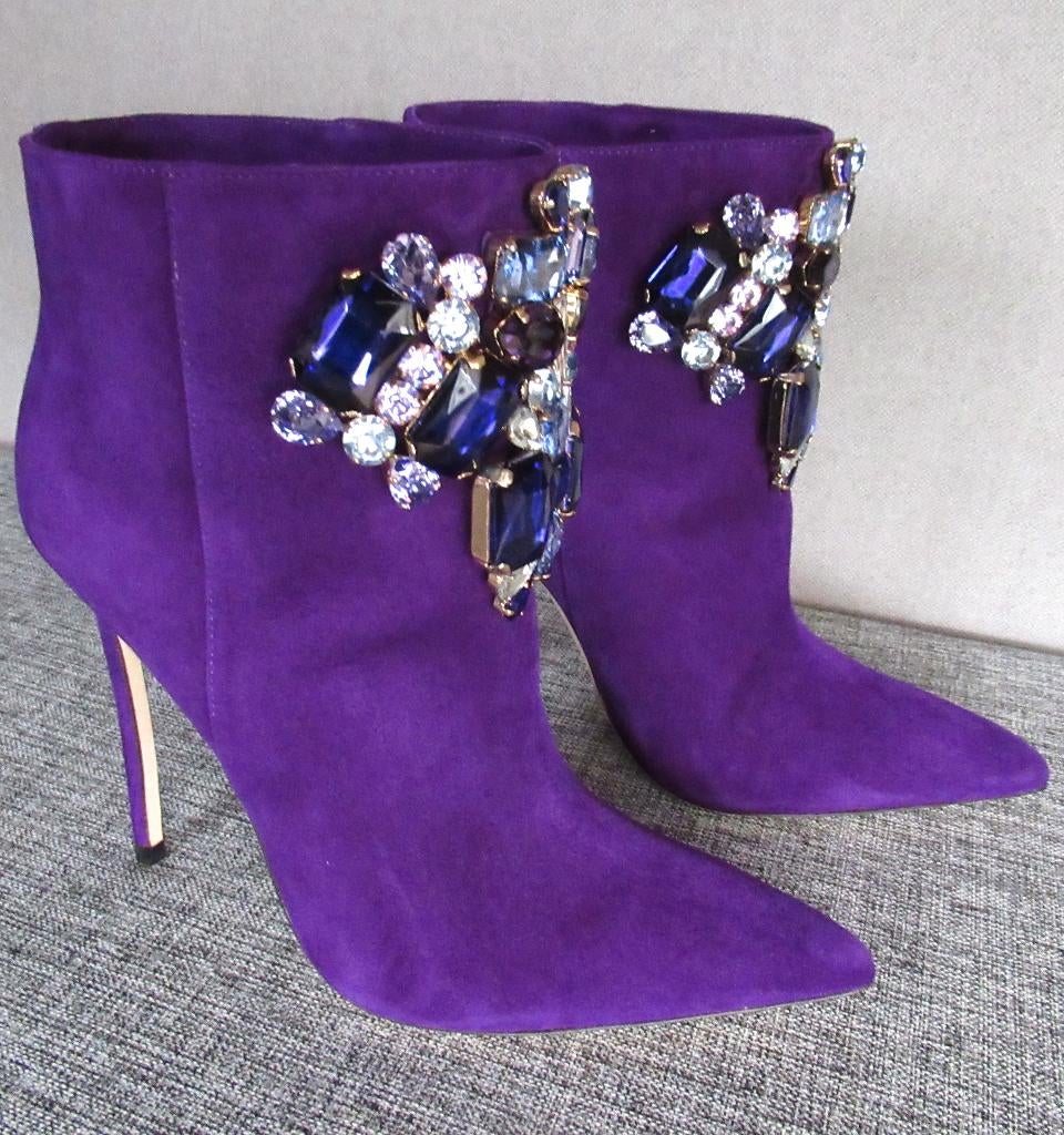 Nieuwe Dsquared2 paarse suède boots met kristallen, 37, Overige kleuren, Verzenden, Lage of Enkellaarzen, Nieuw