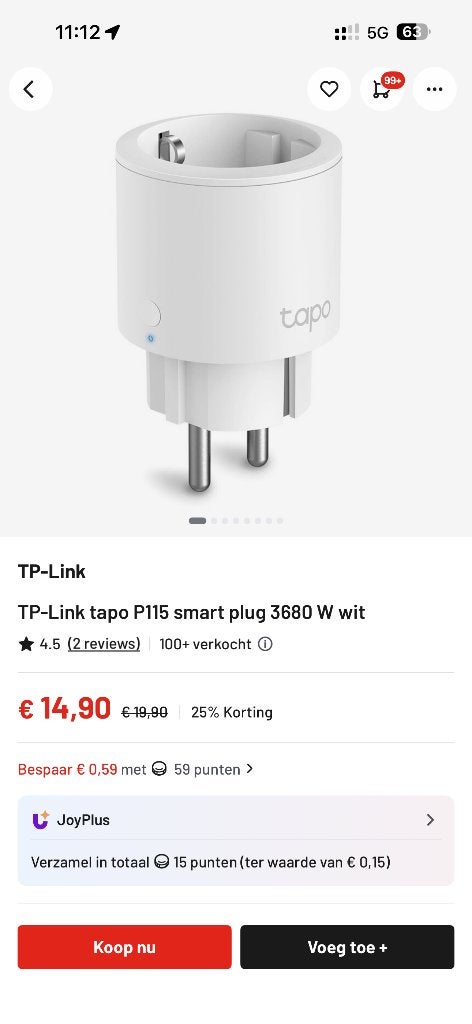 Slimme Stekker Tapo P115 – Met Stroomverbruik & Timer, Enlèvement, Neuf
