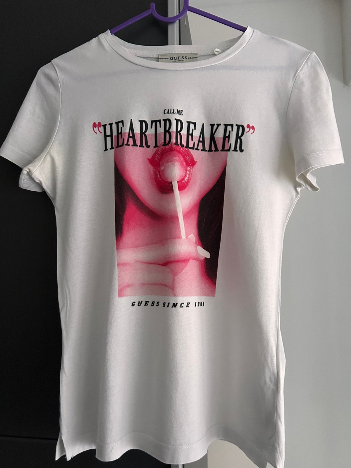 Guess T-shirt lolipop, Kleding | Dames, Verzenden, Wit, Zo goed als nieuw, Korte mouw