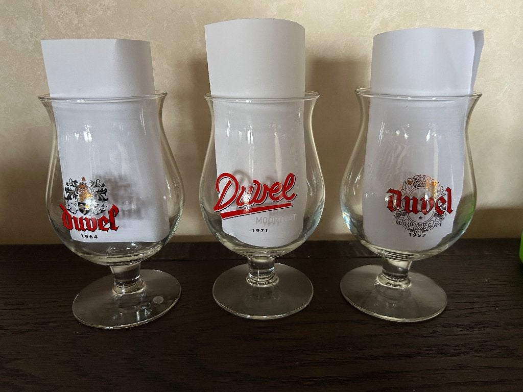Drie Duvel glazen 85jaar collectie, Verzamelen, Ophalen of Verzenden, Duvel