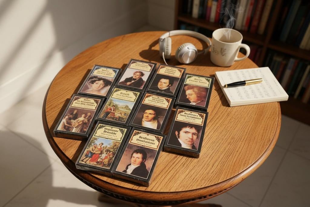 Een prachtige complete cassettebibliotheek met 10 klassieke, Cd's en Dvd's, Cassettebandjes, Ophalen of Verzenden, Klassiek, Origineel