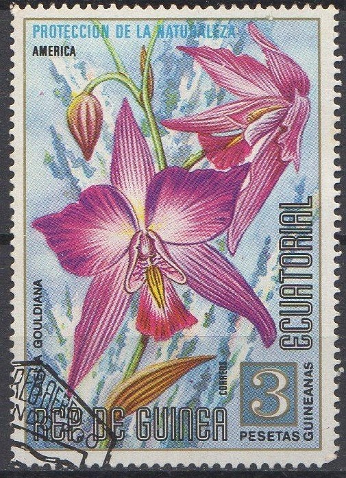 Equatoriaal Guinea - Orchidee Laelia gouldina - 1974, Timbres & Monnaies, Timbres | Afrique, Enlèvement ou Envoi