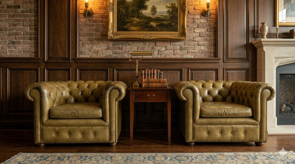 FAUTEUIL CHESTERFIELD CUIR ANILINE HAUT DE GAMME, Maison & Meubles, Fauteuils, Enlèvement, Utilisé, Cuir