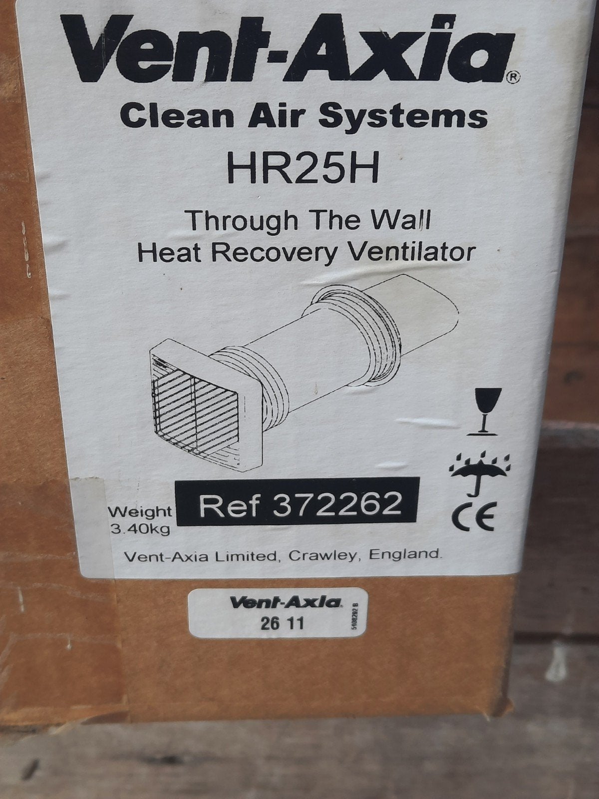 Vent-Axia HR25H Warmteterugwinventilator, Ophalen of Verzenden, Nieuw