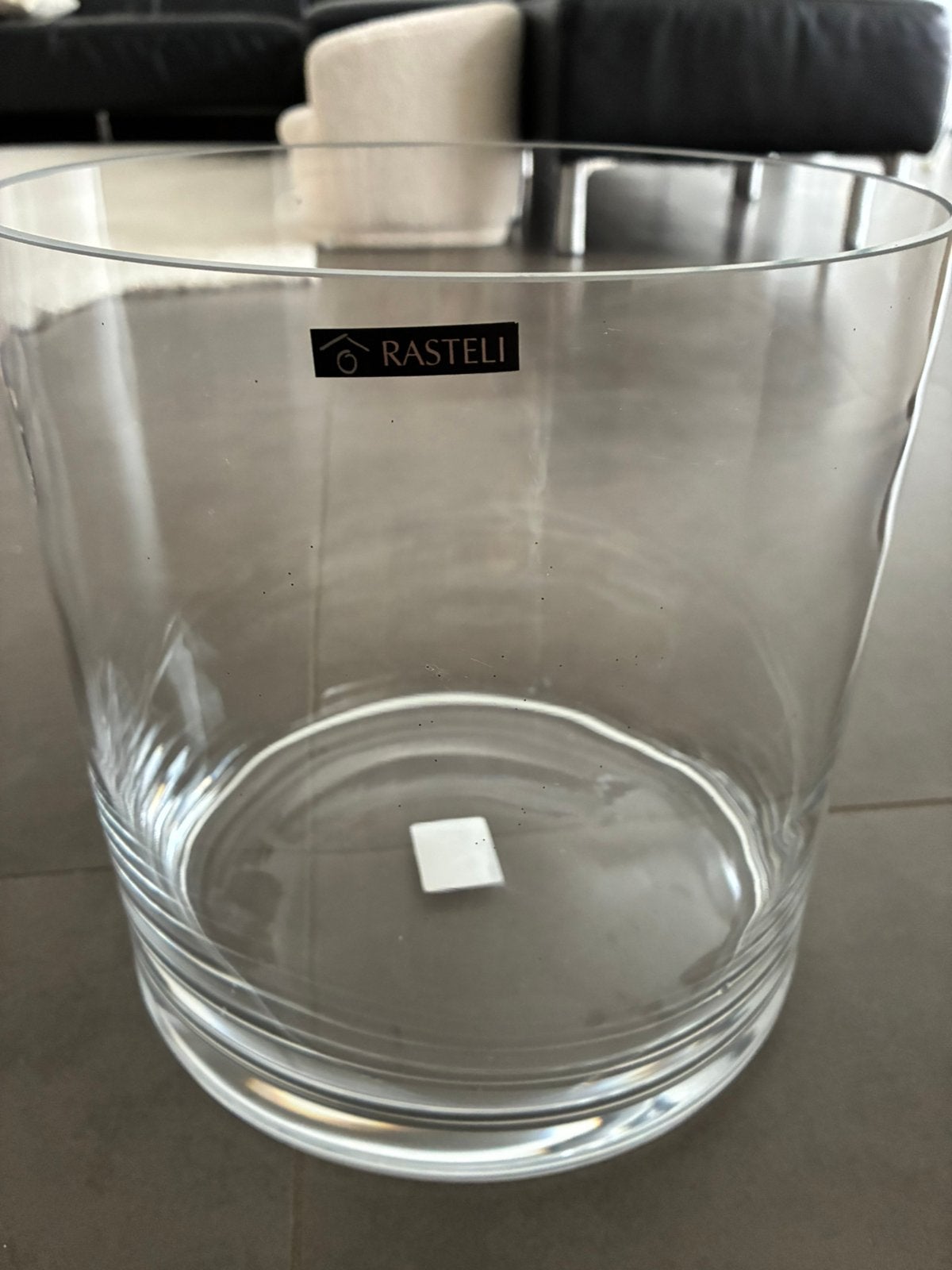 Rasteli vaas helder glas nieuw, Ophalen, Schaal, Rond, Nieuw