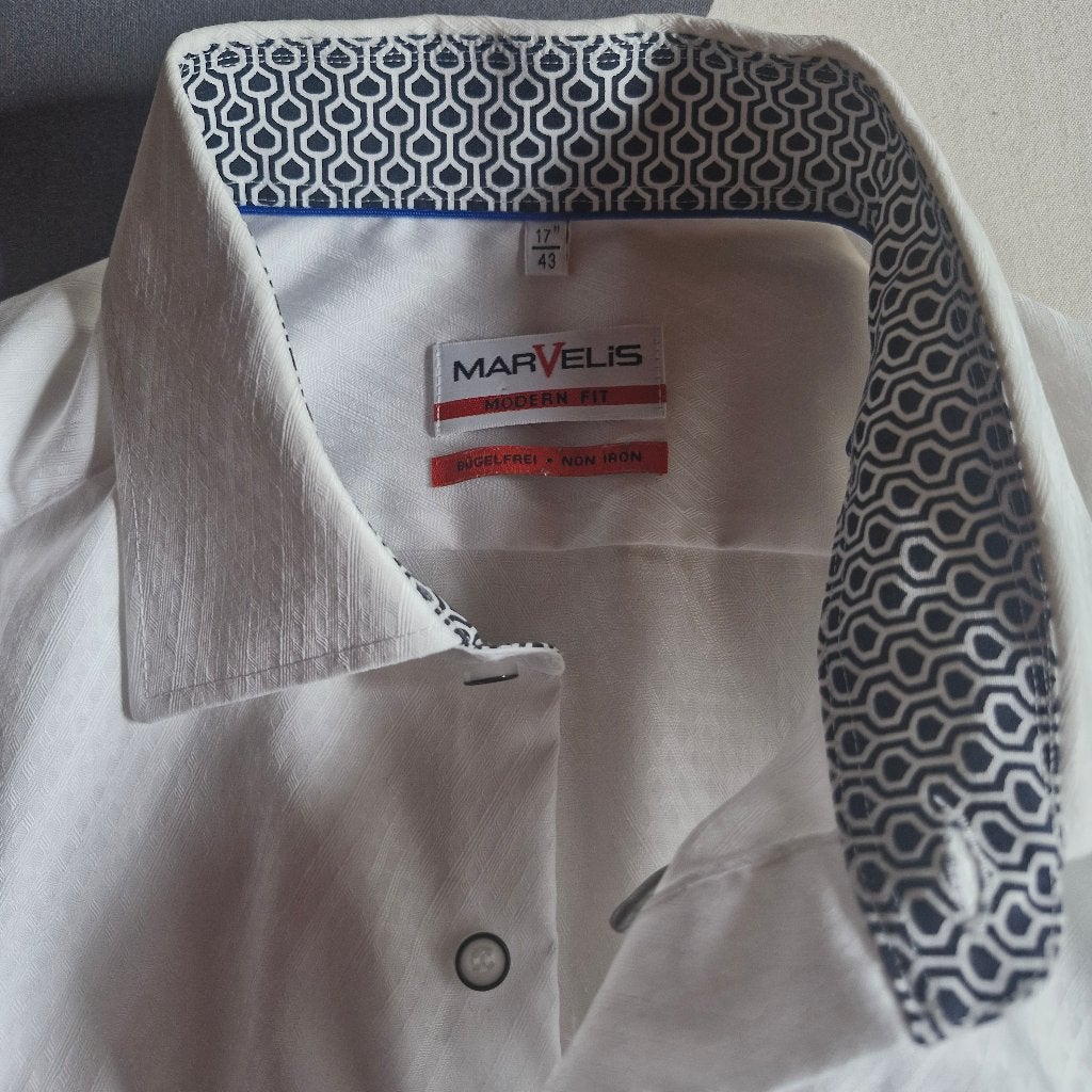 7 herenhemden met lange mouwen, maat 43-44, comfort fit, Kleding | Heren, Ophalen, Wit, Zo goed als nieuw, Seidensticker